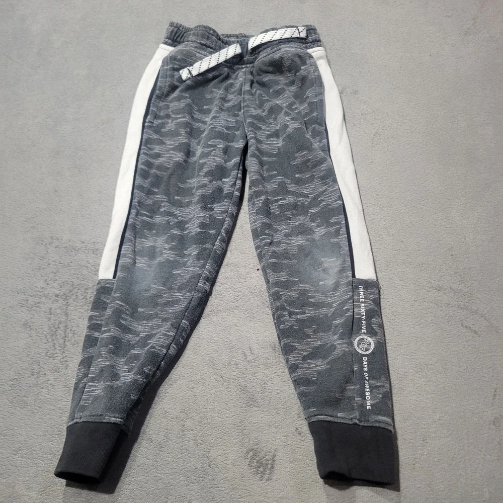 365 Kids Garanimals Jogger Boys 5 Grey Camo Fleece Pants Side Stripe GAKBF216365